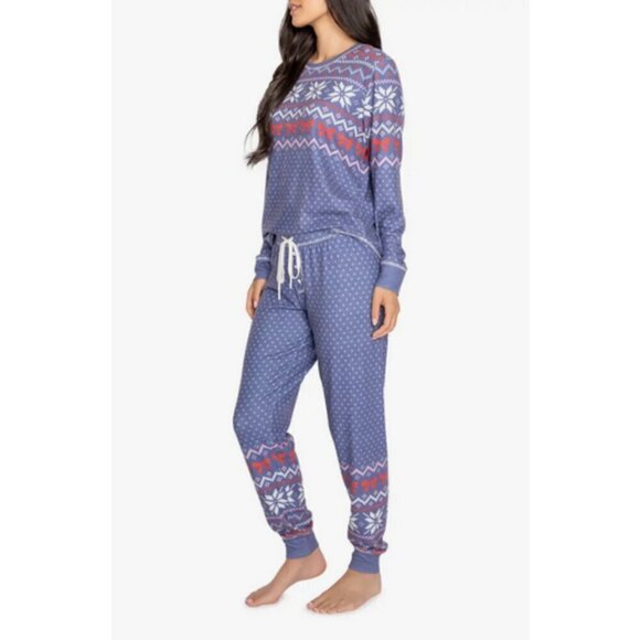 💕PJ SALVAGE💕 Cozy Vibes Fair Isle Peachy Pajamas ~ Dark Blue Large NWT - Picture 3 of 14